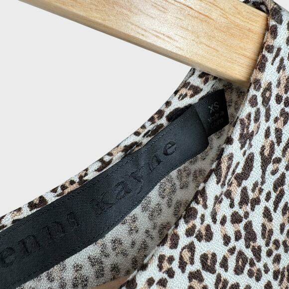 Jenni Kayne Brown Leopard Print Mini Dress XS Crewneck Short Sleeve Viscose - Picture 3 of 5